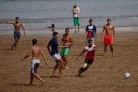 Football on beach at Rabat