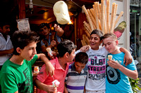 Kids eating ice cream on Istiklal Caddesi in Beyoglu, Istanbul