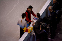 Coach Brian Orser with Yuzuru Hanyu and Javier Fernandez