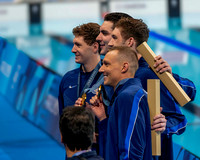 USA 4x100 freestyle relay celebrating gold medal