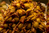 Olives and ham tapas at Mercado de San Miguel in Old Madrid