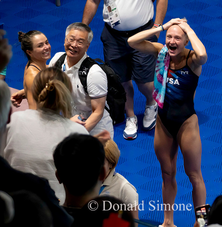 US synchro team celebrating the silver medal